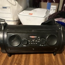 Portable Black Boombox Speaker FM Radio USB AUX MicroSD Slot MP3 Playback