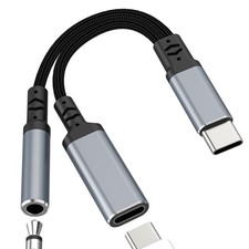 USB Headphone Adapter 2in1 Splitter Aux Jack Audio for iPhone 17 16 15 Max ...