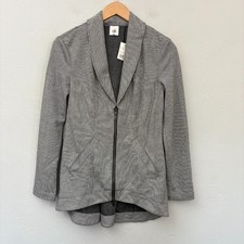 Cabi Drop Off Pinstripe Jacket Blazer Women Size XS Gray Zip Up New 5300