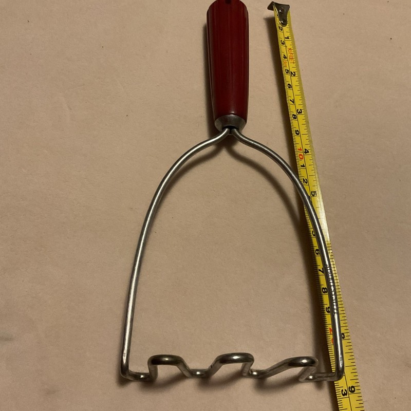 Vintage Red Handled Potato Avocado Masher 8.75” Stainless Steel  USA