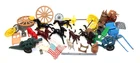 Vintage Hard Plastic Playset Lot Horses Parts Accessories Marx and others