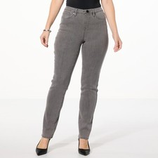 DG2 by Diane Gilman Petite Starlight Denim Straight Leg Jeans Gray 12 New