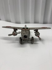 Cast Iron Toy Airplane Trimotor Silver Red Star Pilots Vintage Reproduction