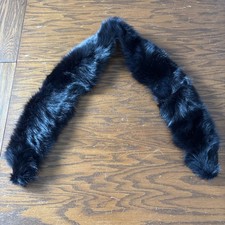 Vintage Black Fox Fur Stole Scarf Luxury Plush Real Fur Collar Wrap