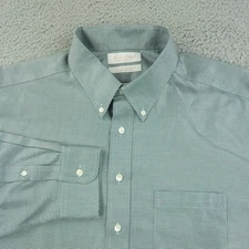 Roundtree & Yorke Gold Label Shirt Mens 17.5 2XL Green Fitted Non Iron Twill