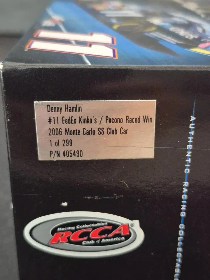 Rare 2006 Denny Hamlin #11 RCCA Club Car Raced Pocono Win Fedex Kinkos Only 299 - Image 3 of 4