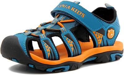 Bwiv Jungen Geschlossene Sandalen Wanderschuhe Sommer,Blau/Orange,EUR 25