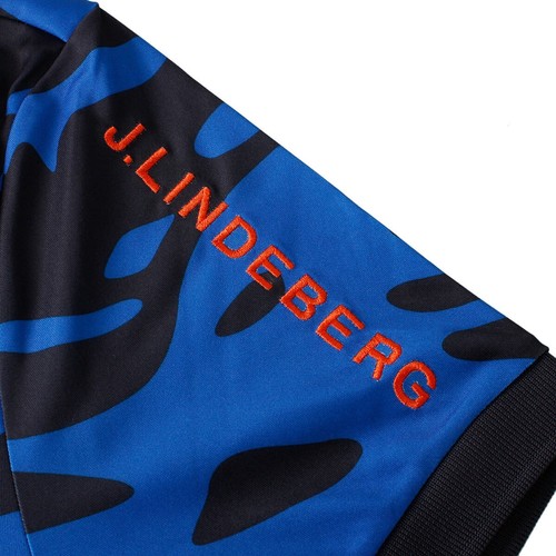 J.Lindeberg Mens Tour Tech Print Polo Shirt - Neptune Nautical Blue - S - Picture 4 of 4