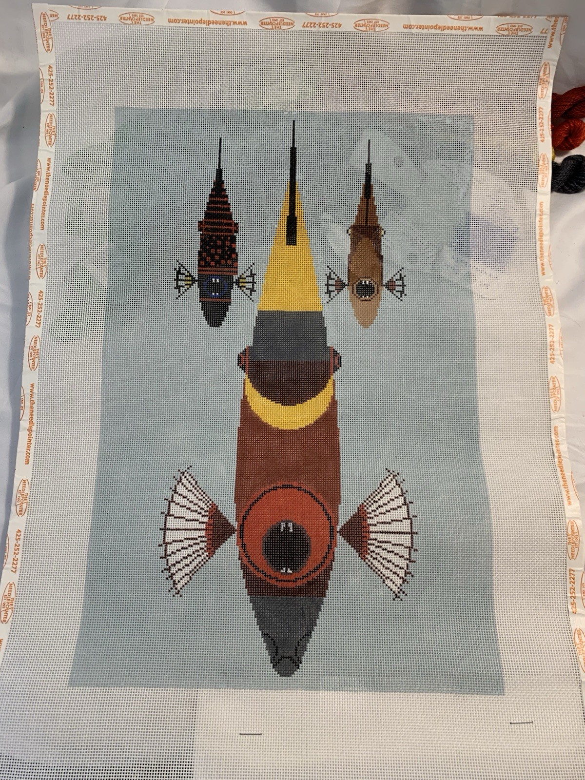 The Meredith Collection Needlepoint KIT Triggerfish Trio HC-T407 Hand painted