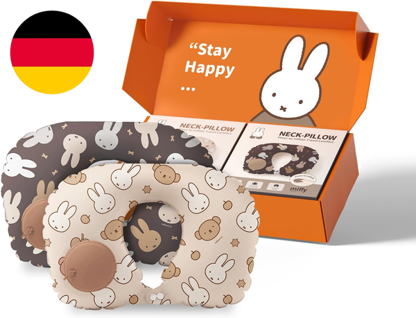 MiPow X Miffy Aufblasbares Nackenkissen FüR Unterwegs – Aufblasbares Reisekissen-image