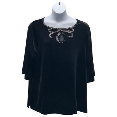 Quacker Factory Womens Velvet Top Size 2X Holiday Party Luxury Stretch Witchy