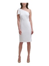ELIZA J Womens White Bow Sleeveless Knee Length Sheath Dress Petites 10P