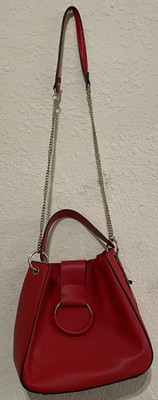 Zara Purse Bucket Handbag Red O Ring Crossbody Chain Shoulder Strap Shoulder Bag