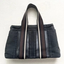 HERMES Toroca Horizontal PM Hand Bag Canvas Black Auth Used From Japan