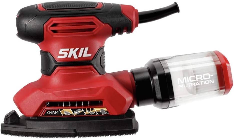 Corded Multi-Function Detail Sander: 4-in-1 Tool w/ Micro-Filter & Attachments
