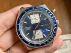 Vintage SEIKO Chronograph KAKUME Blue Dial 6138-0030 S/steel Watch -RUNS 4REPAIR