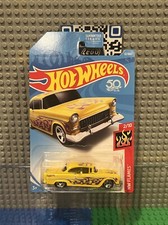 Hot Wheels 2018 HW Flames Series 12 '55 Chevy Mtflk Yellow w/ 5SPs
