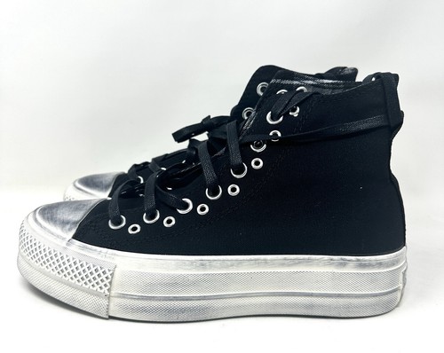 Converse Womens All Star Lift Platform Black White "Dirty" New Size 8 - Picture 3 of 5