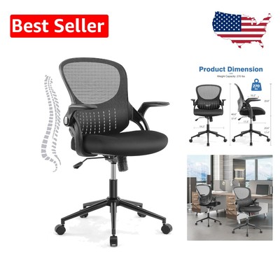 Swivel Ergonomic Office Chair - Black Mesh with Lumbar Support and Armrests