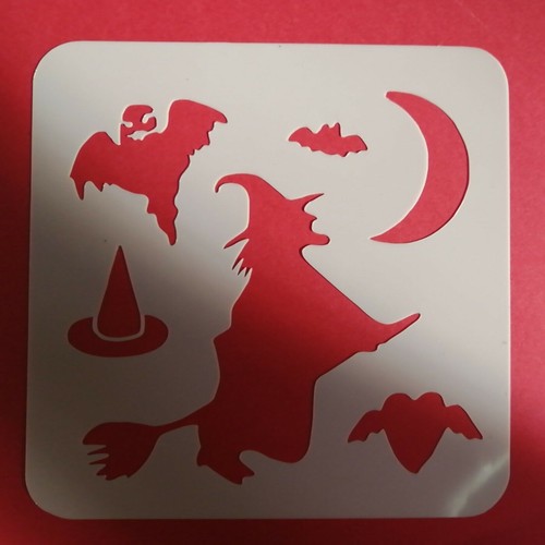 Halloween Stencil Witch Ghost Haunted House Pumpkins Skeletons Bones Bats Craft - Picture 94 of 231
