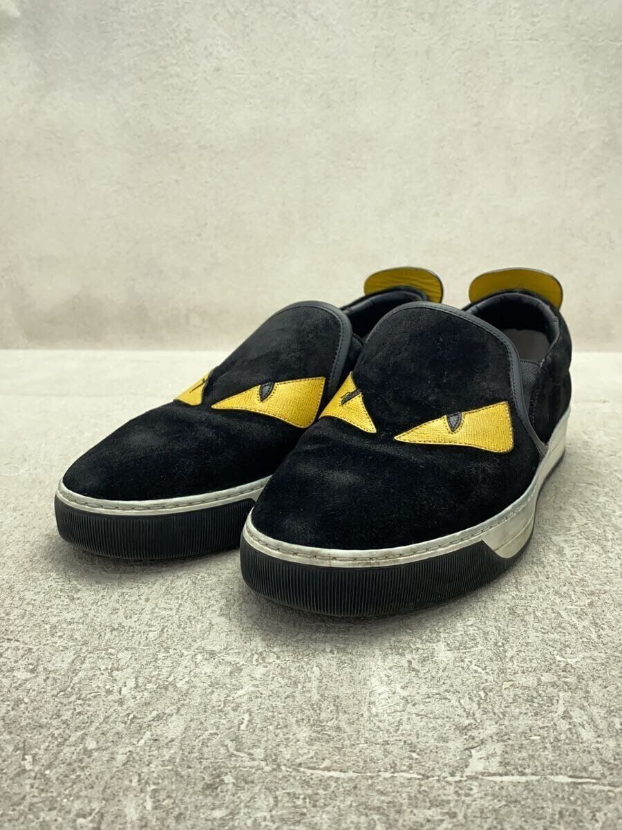 FENDI Low Top Sneakers Bug's Eye Slip-On UK7 Black Suede FENDI Low Top Sneakers Bug's Eye Slip-On UK7 Black Suede