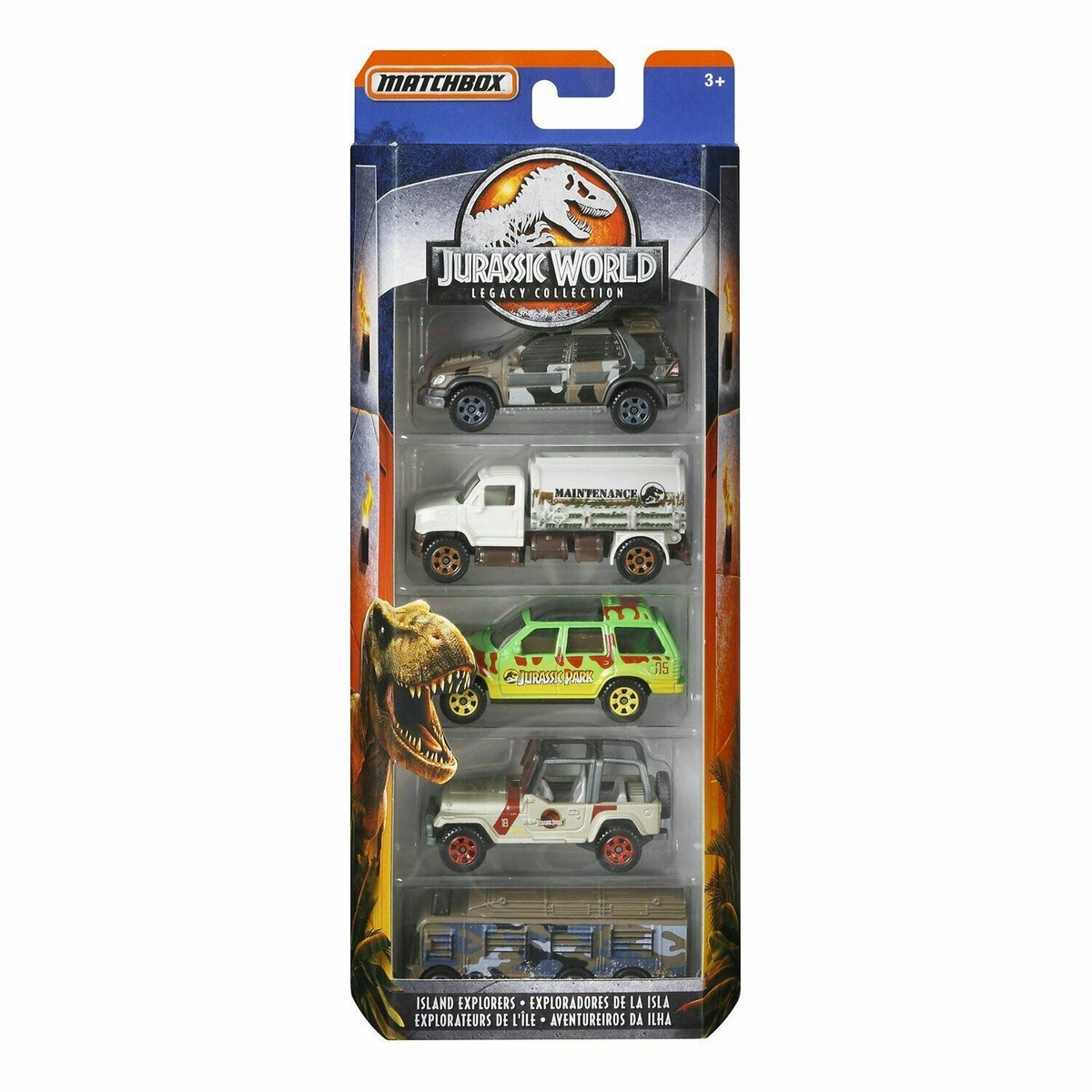 Matchbox JURASSIC WORLD Set 5-pack ISLAND EXPLORERS 1:64 Scale Diecast