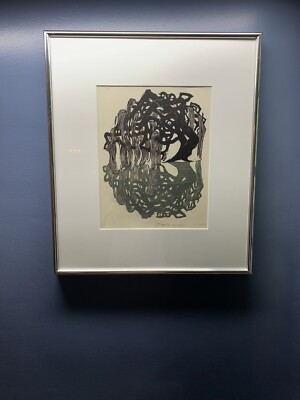 Naoko Mitsubara Painting  Solitude  Stamped With R Japan 1937