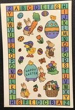 Vintage American Greetings Easter Bunnies and Baskets Sticker Sheet