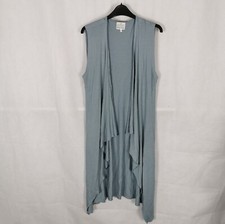Ladies Jacket Size 14 16 MASAI CLOTHING Blue Stretch Jersey Sleeveless Draped 