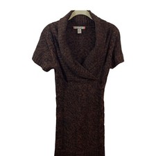 Love Change - Brown Short Sleeve Sweater Knit Dress - Size Small S Sweater Dress