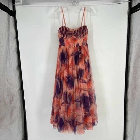 Hutch Amara Pink Purple Sweetheart Bustier Pleated Fit & Flare Midi Dress  Gown | eBay