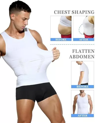 Gynäkomastie Compress Tanktop Männer Abnehmen Body Shaper Weste Bauchweg Shirt - Bild 9 von 26