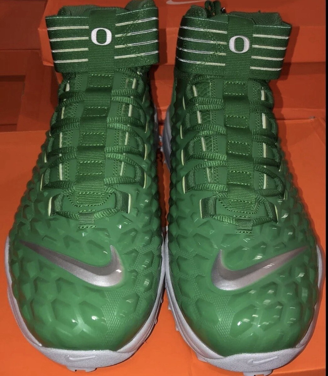 OREGON DUCKS PE TEAM ISSUED 14.5 GREEN CLEATS Nike Force  display picture 1