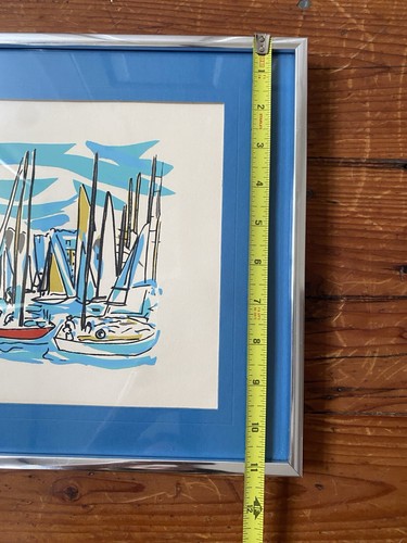 Raoul Dufy Boat Basin Serigraph Art Print Mid Century Design Deco Framed Signed - 第 9/11 張圖片