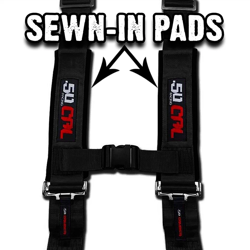 PAR de arneses de seguridad de 4 puntos de 2" con enchufe de derivación para CAN-AM Maverick X3 negro Foto 3 de 4