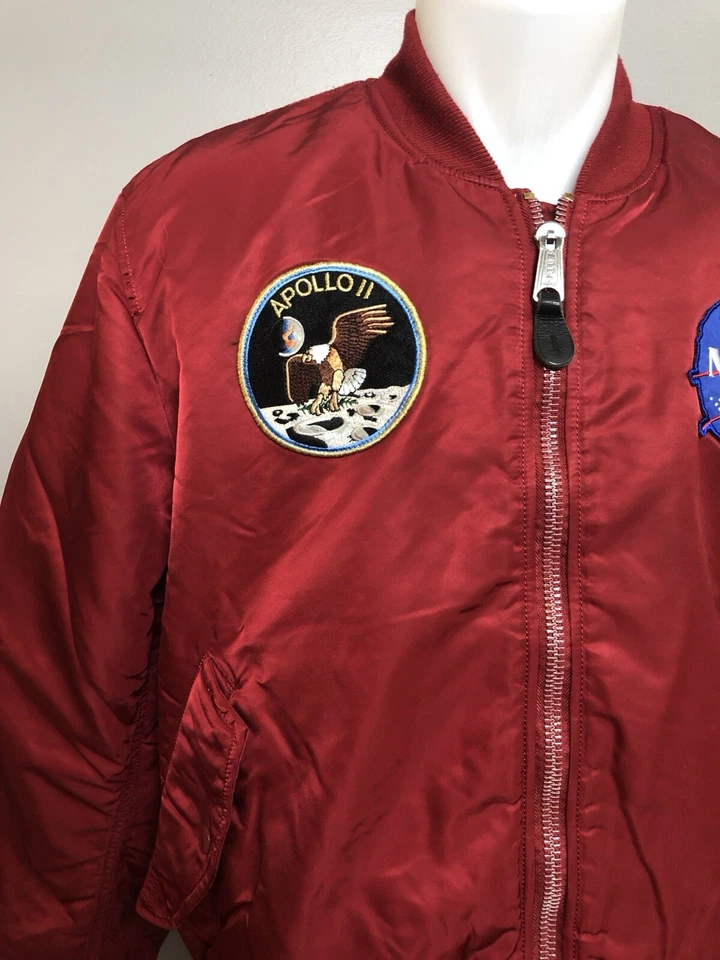 Alpha Industries NASA Apollo MA-1 Bomber Jacket Men’s Large Nylon - Image 3 of 4