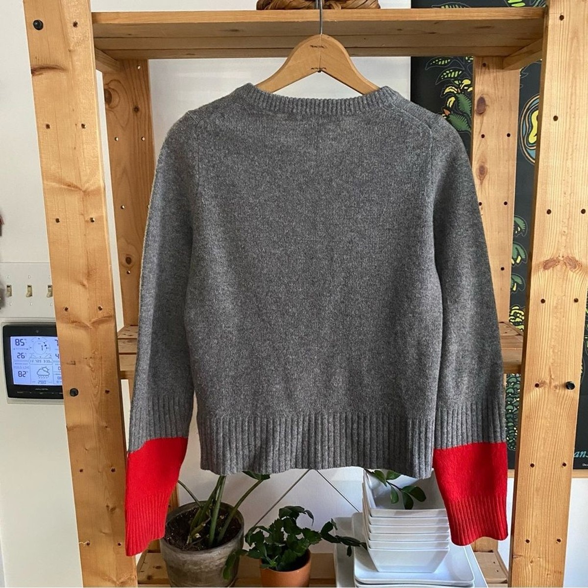 Marc By Marc Jacobs Gray Red Merino Wool Cashmere Color Block 