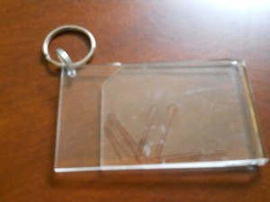 * Clear Acrylic  Keychain ~  Holds ID / Credit Cards etc