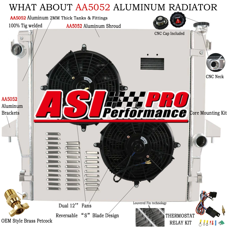 For 2003-2009 Dodge Ram 2500 Ram 3500 5.9L&6.7L Cummins 3Row Radiator Shroud fan Foto 2 de 4