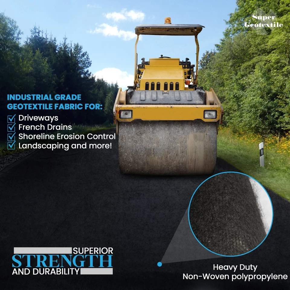 Super Geotextile Non Woven Geotextile Fabric- Landscaping Drainage Construction - Image 3 of 4