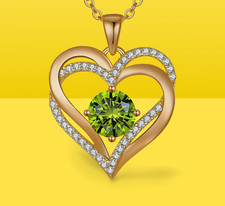 Love Heart Birthstone Necklace for Women Sterling Silver Pendant Gift for Her