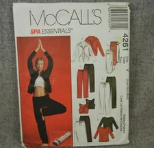 McCalls 4261 Misses Workout Gym Spa Essentials XS Small Medium size 4-14 Uncut