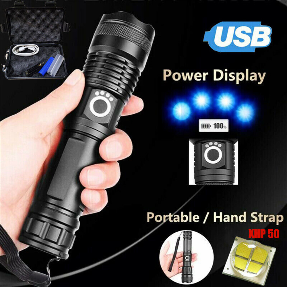 350000000 Lumen Super Bright Tactical Flashlight Rechargeable LED Work Light LED