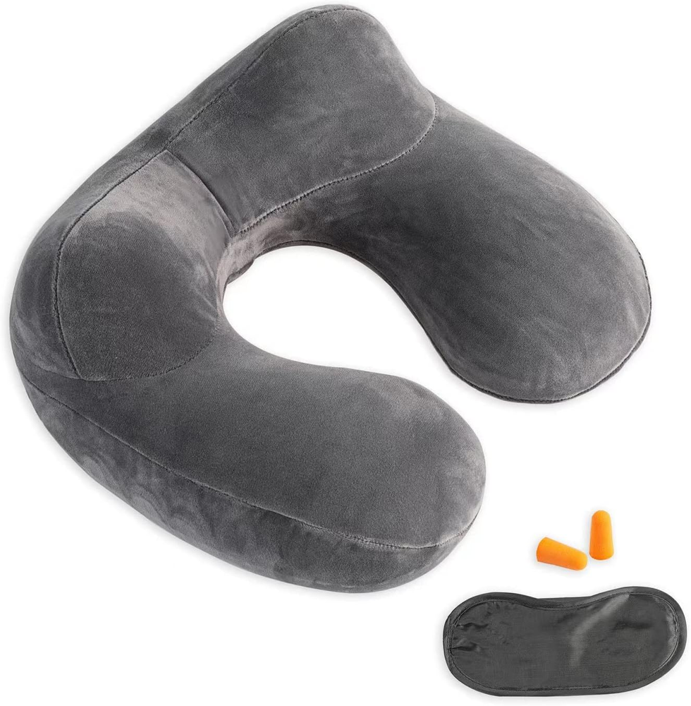 Inflatable Travel Neck Pillow for Airplanes Cars Trains Comfort Support