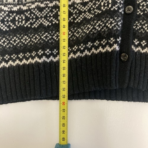 Eddie Bauer Black White Nordic Print Cardigan Sz L Cottagecore Fair Isle Cabin - Picture 11 of 13
