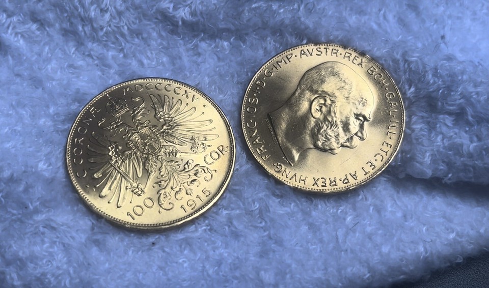 1915, Austrian Empire, Francis Joseph I. Gold Coin 100 Corona (33.9gm