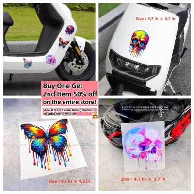 #ad 3D Dopamine Skull Butterfly Auto Decal Paint Splash Car Truck Window Stickers $4.95