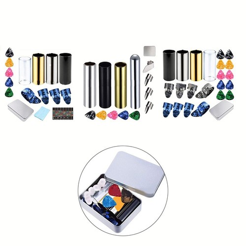 Set Guitar Slide Acoustic Guitar Bar Bass Box Finger Metal Multi
