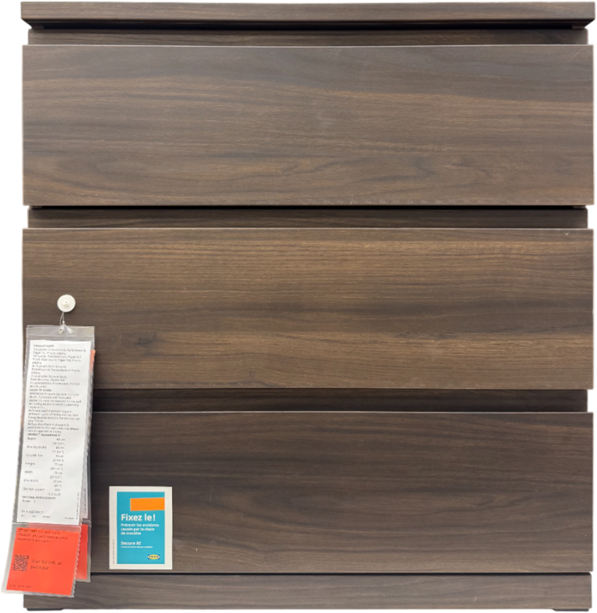 New IKEA STORKLINTA 3-Drawer Unlock Function Anchor Chest Dark