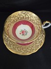 AYNSLEY Creamy Peach &  Rose  GOLD LEAF  CHINTZ TEA CUP & SAUCER — photo 9